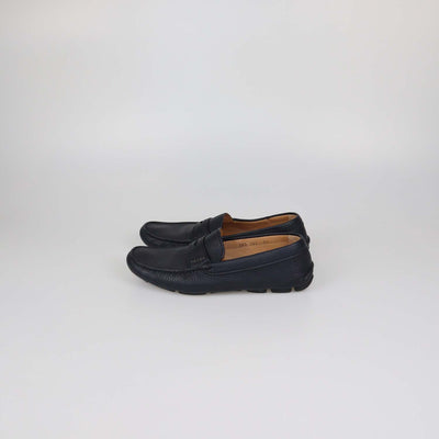 Prada Black Leather Penny Loafers