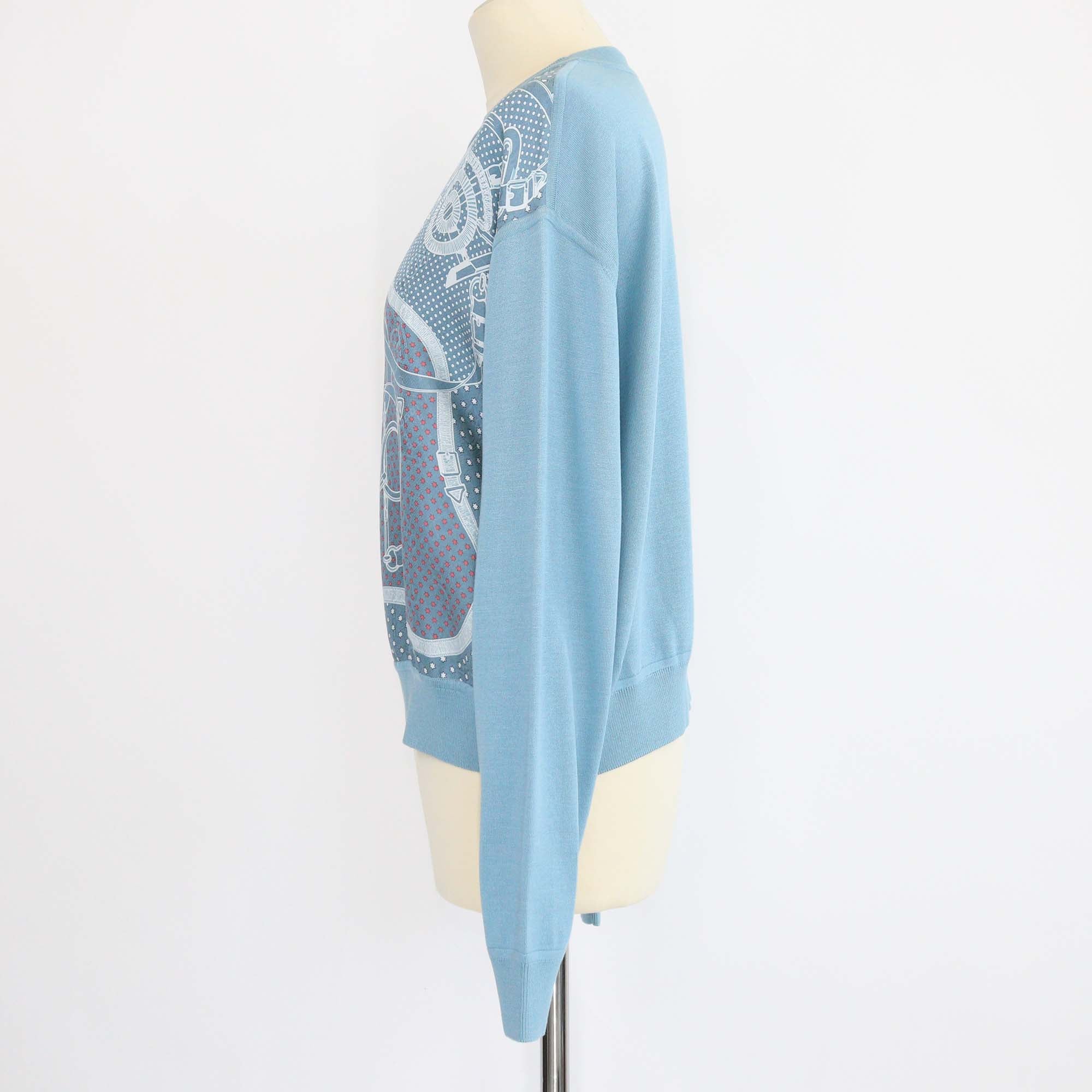 Hermes Blue Silk Brides de Gala Twillreine Sweater