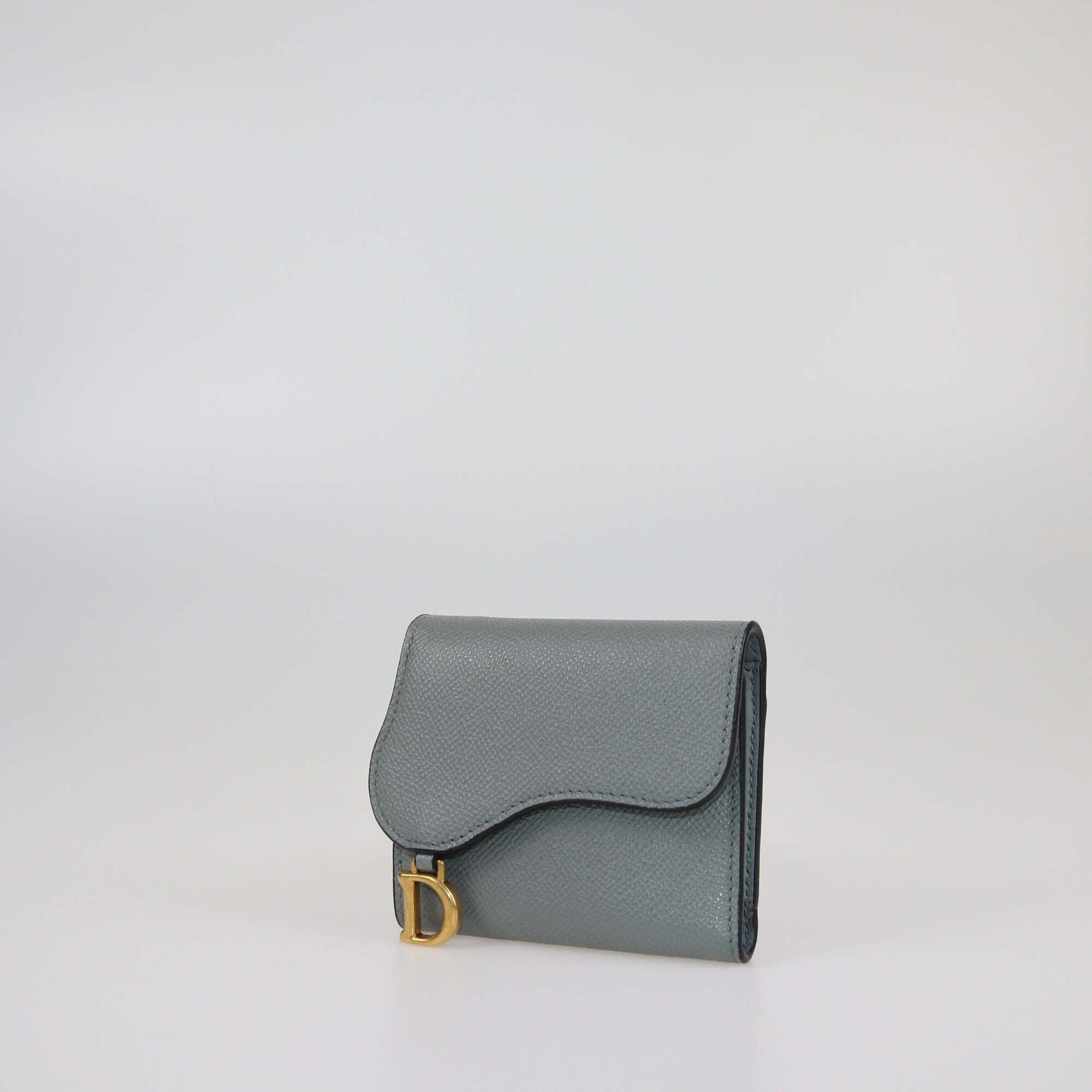 Christian Dior Grey Stone Medium Saddle Card Holder Womens Christian Dior 