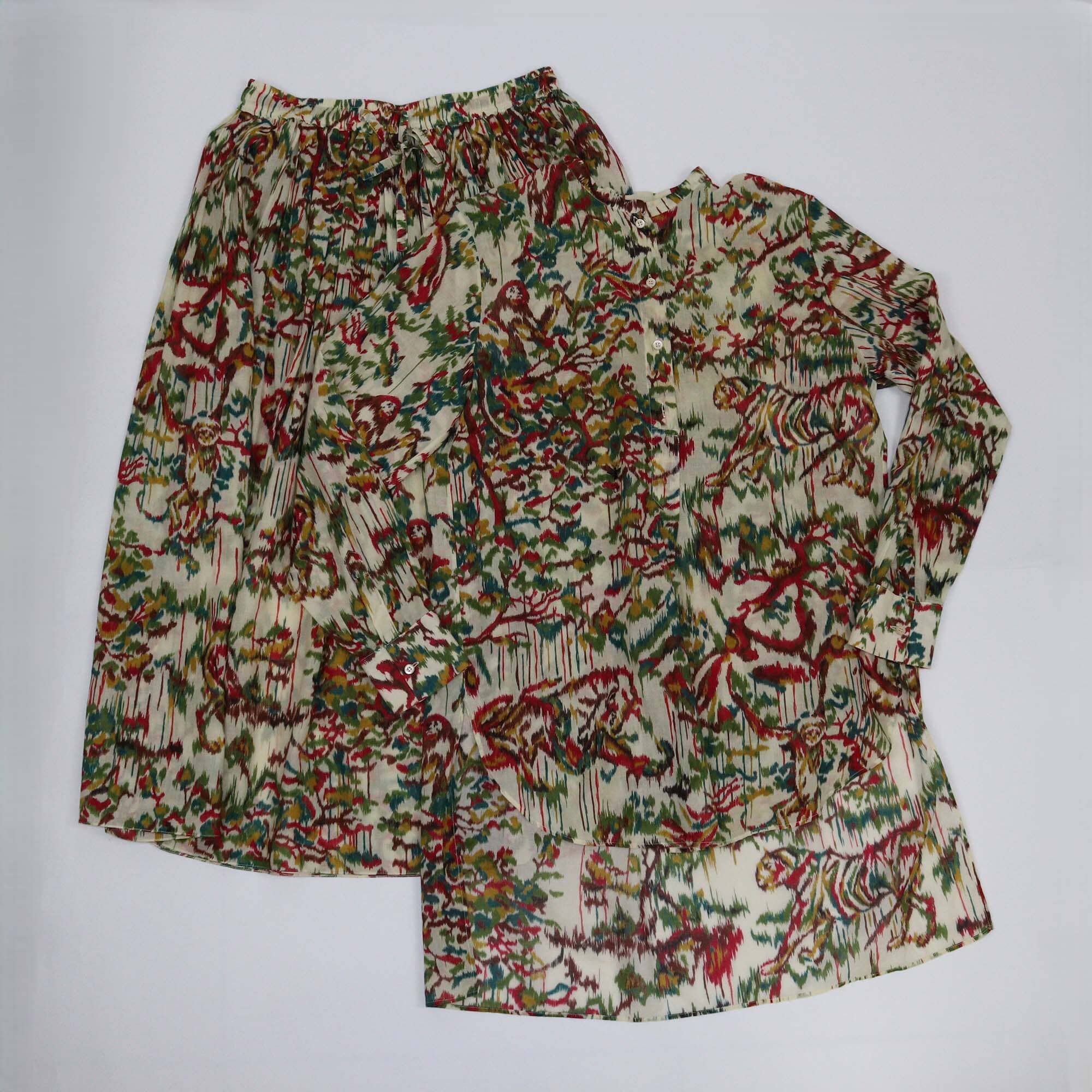 Christian Dior Multicolor Printed Cotton Shirt & Skirt Set Womens Christian Dior 