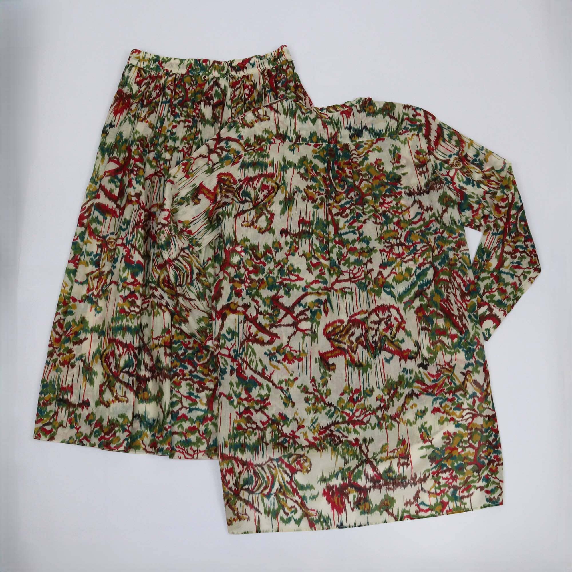 Christian Dior Multicolor Printed Cotton Shirt & Skirt Set Womens Christian Dior 