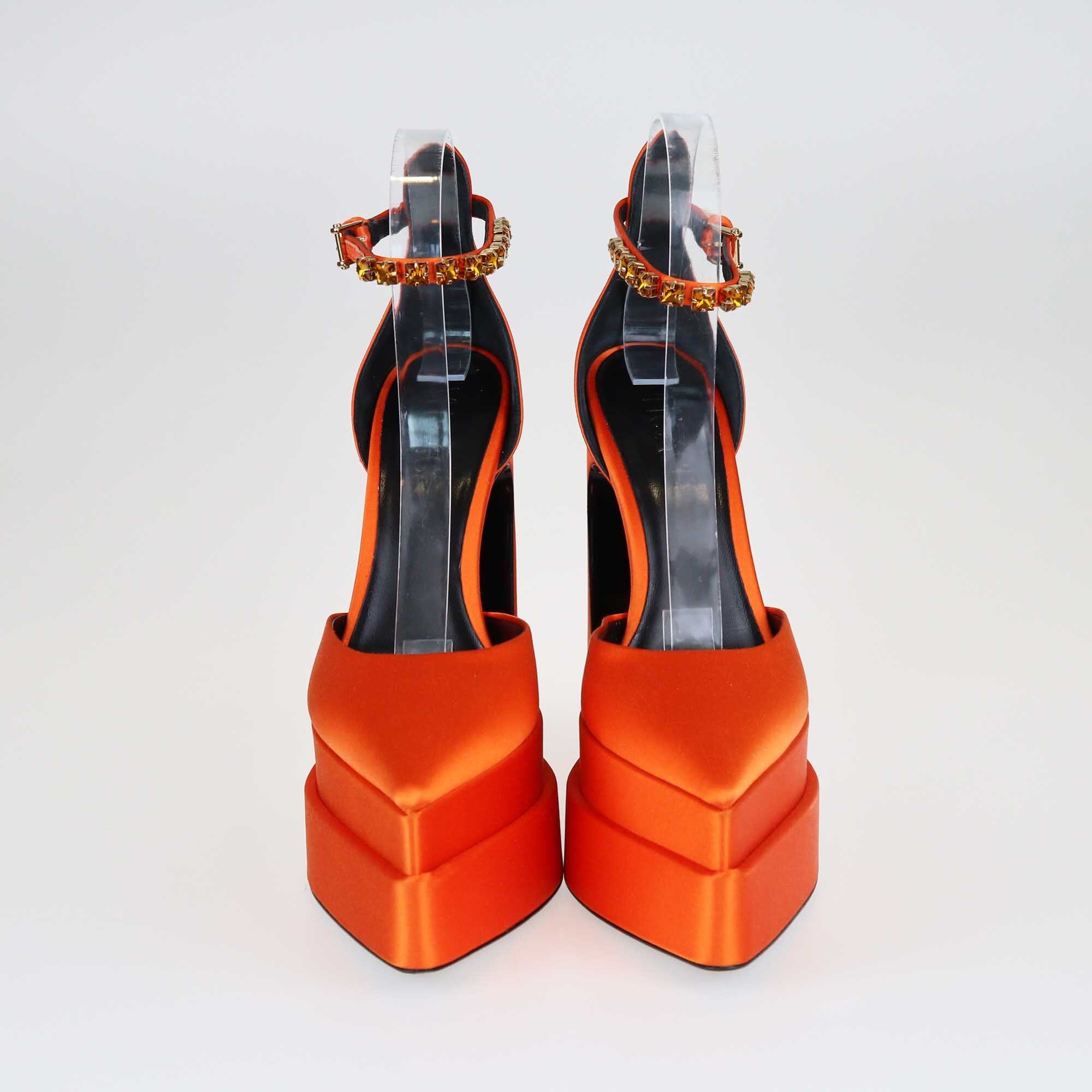 Versace Orange Aevitas Pointy Platform Pumps Shoes Versace 