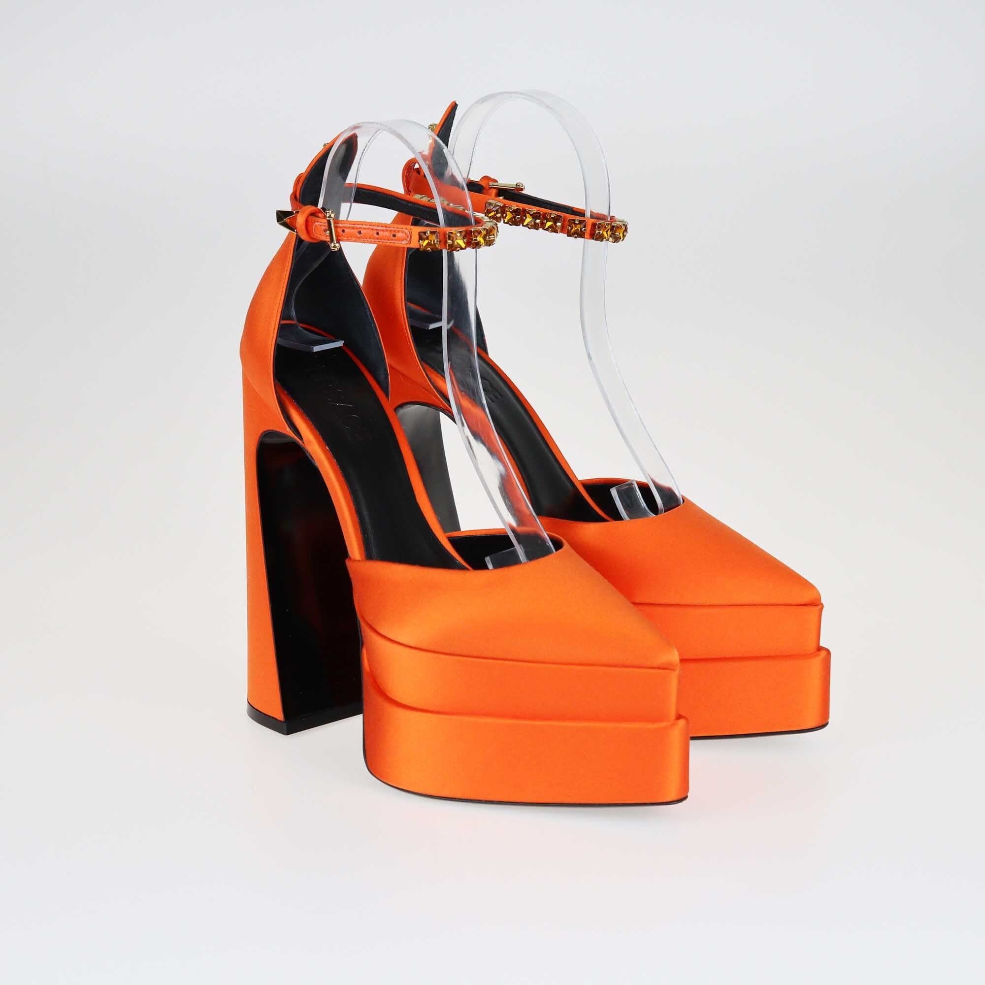 Versace Orange Aevitas Pointy Platform Pumps Shoes Versace 