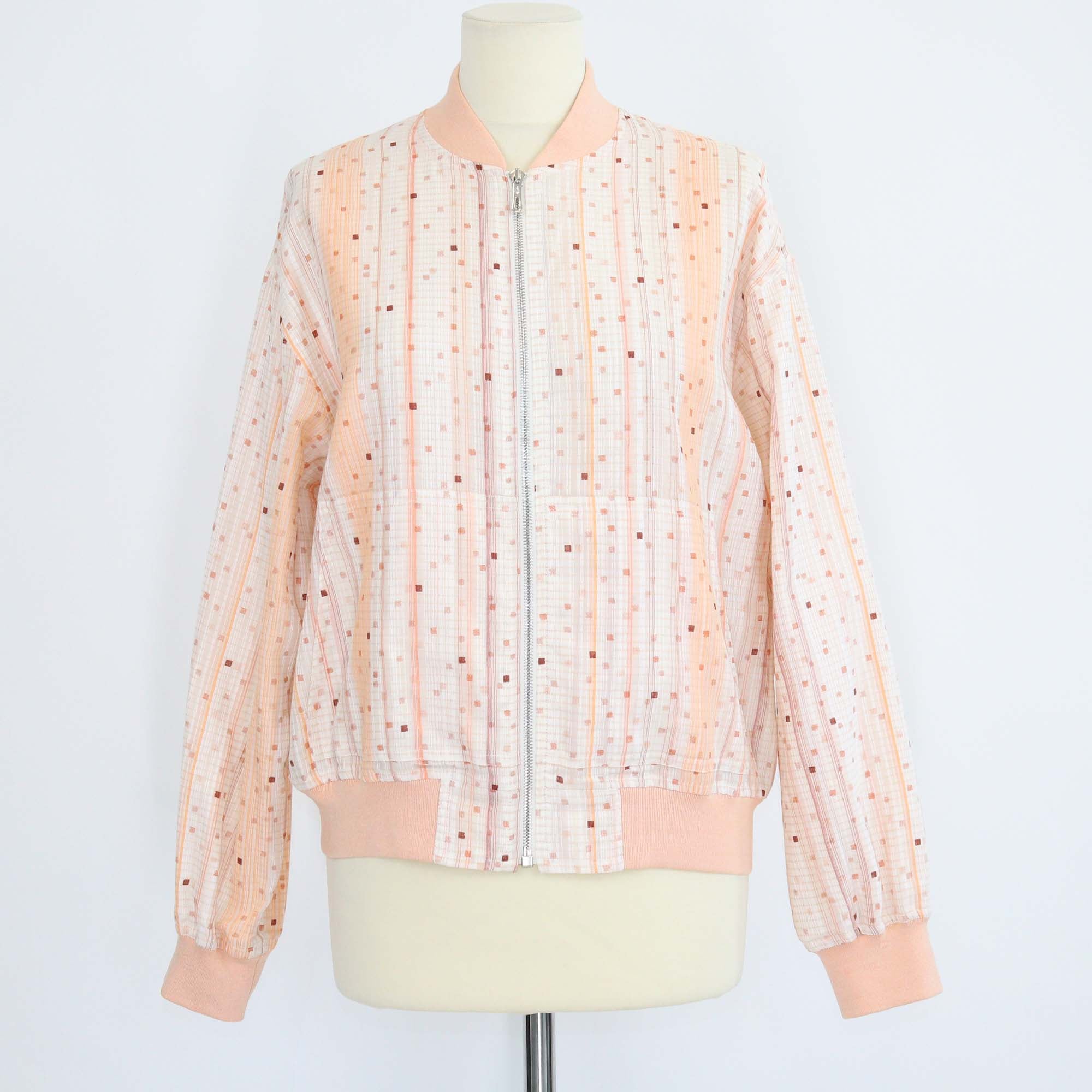 Hermes Orange Silk Blend Coloriages de Jour Zip-up Sweater