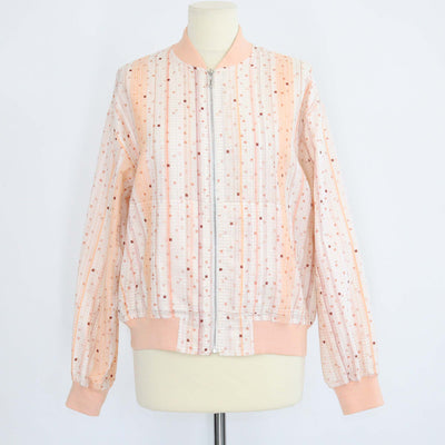 Hermes Orange Silk Blend Coloriages de Jour Zip-up Sweater
