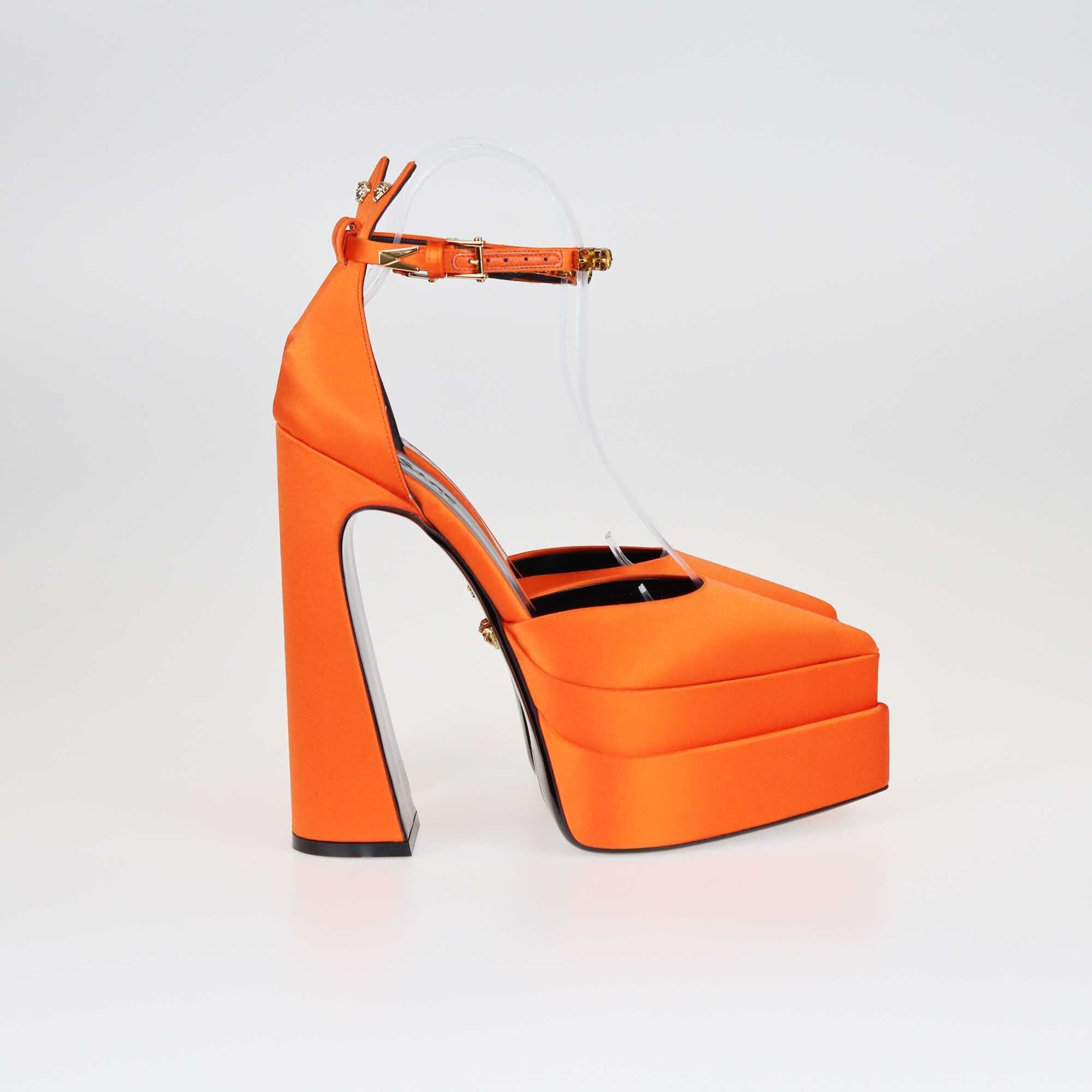 Versace Orange Aevitas Pointy Platform Pumps Shoes Versace 