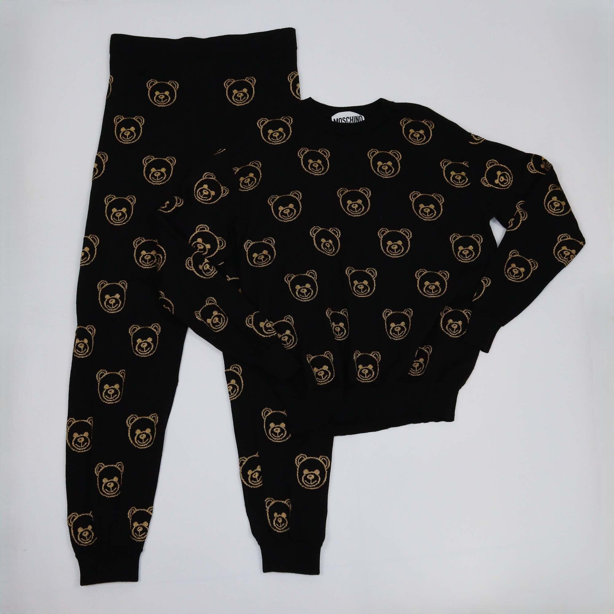 Moschino Black Teddy Embroidered Sweat Shirt & Pants