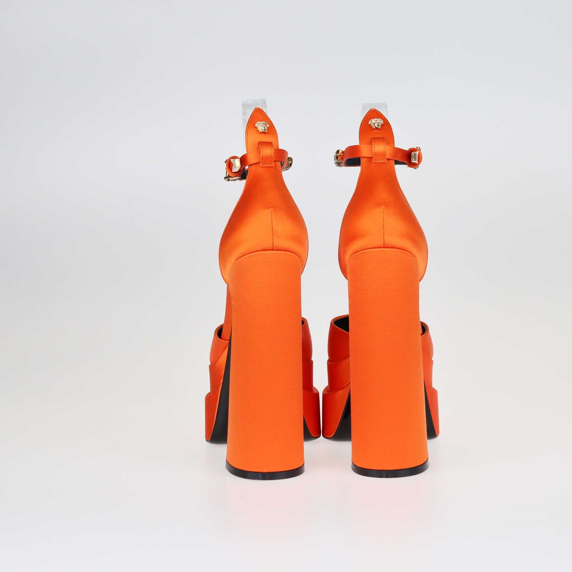 Versace Orange Aevitas Pointy Platform Pumps Shoes Versace 