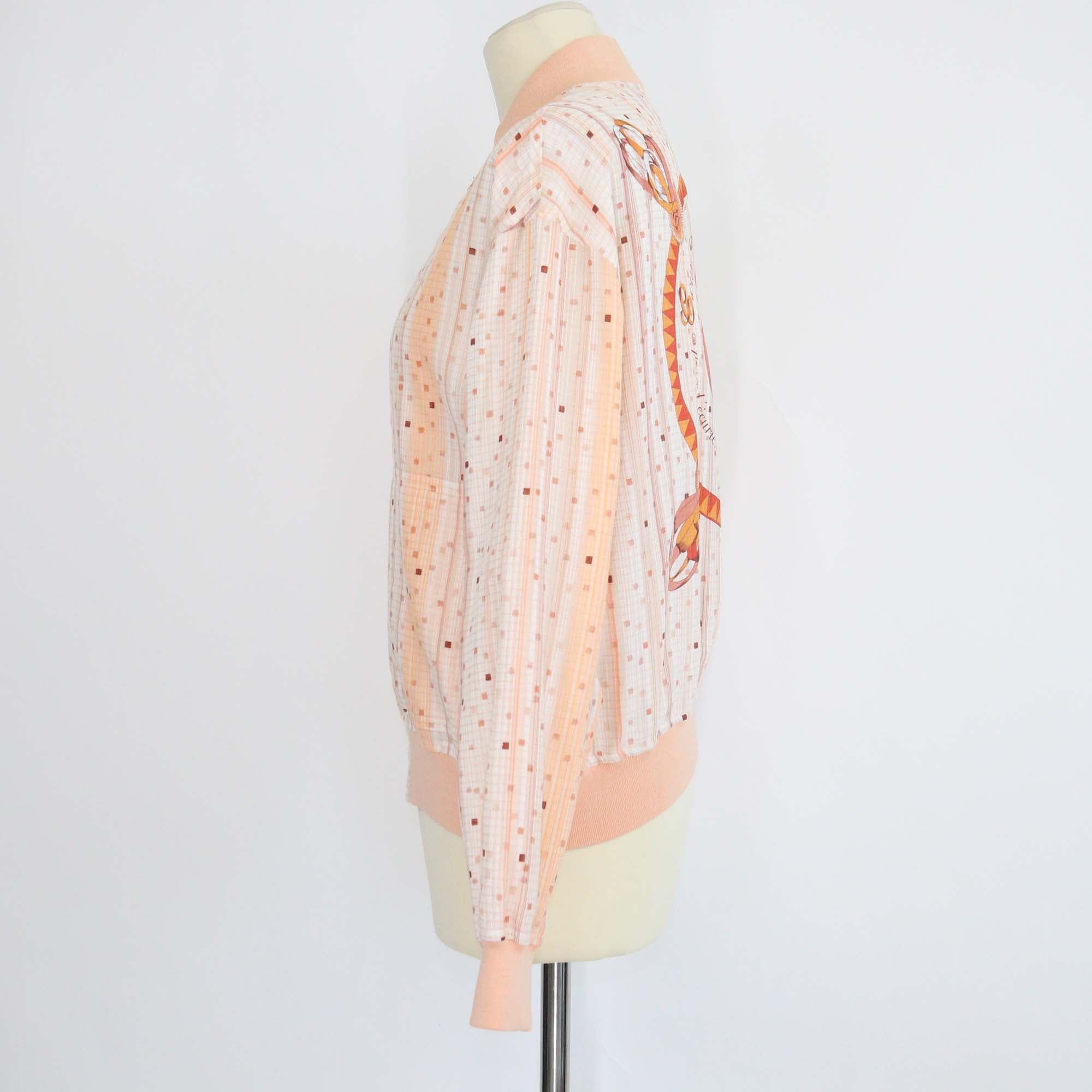 Hermes Orange Silk Blend Coloriages de Jour Zip-up Sweater