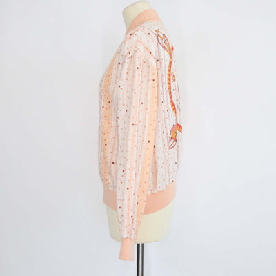 Hermes Orange Silk Blend Coloriages de Jour Zip-up Sweater