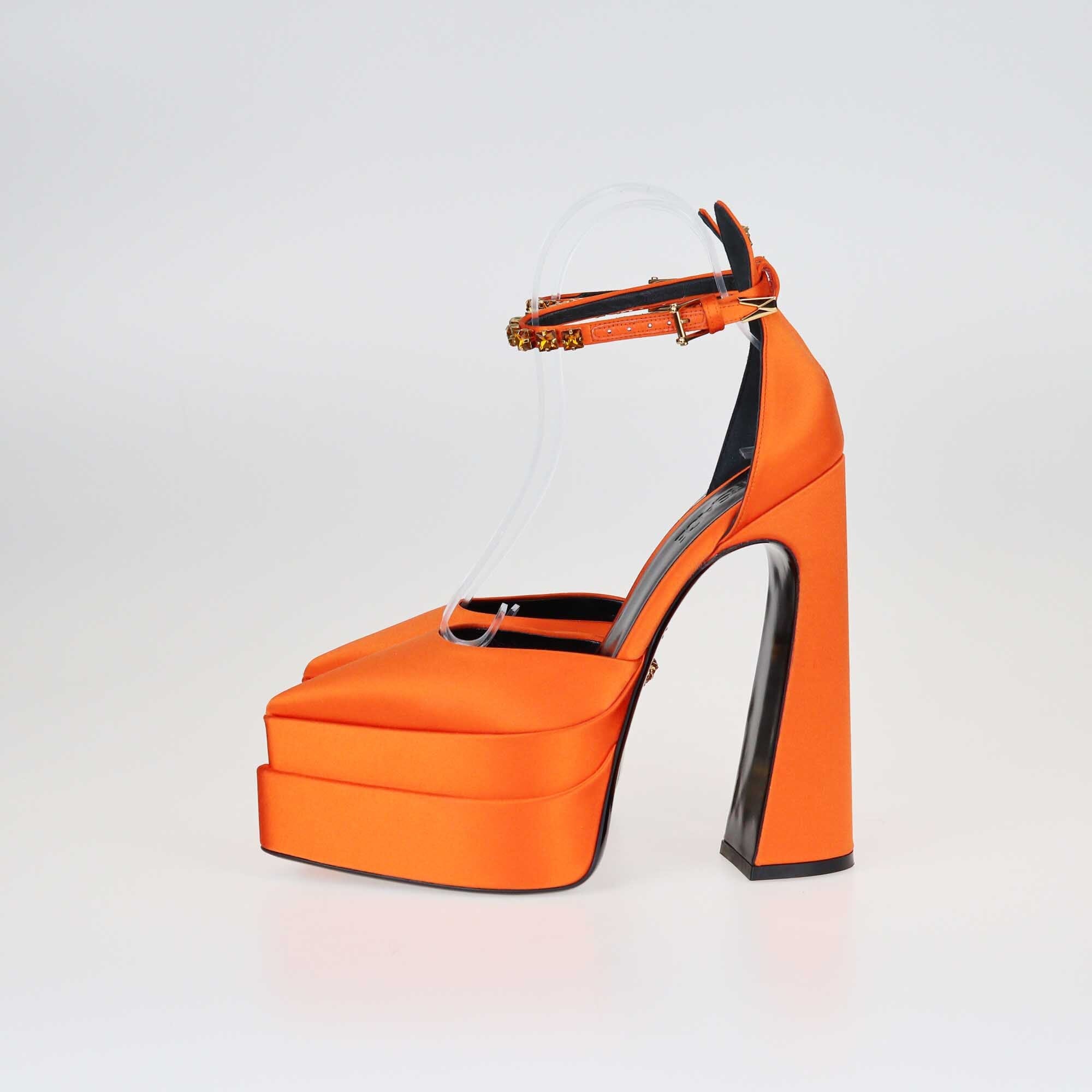 Versace Orange Aevitas Pointy Platform Pumps Shoes Versace 