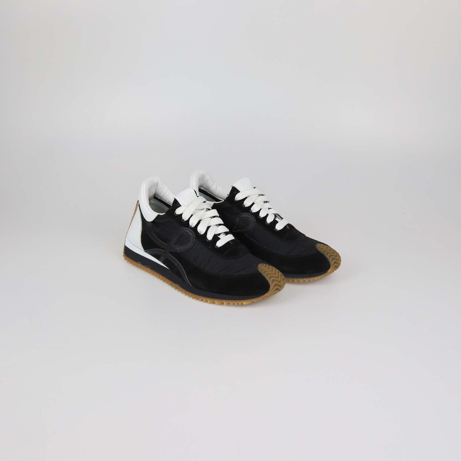 Loewe Black/White Suede and Nylon Flow Runner Sneakers
