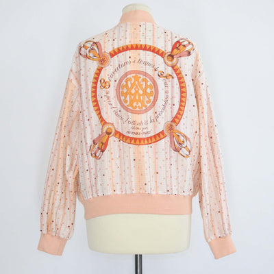 Hermes Orange Silk Blend Coloriages de Jour Zip-up Sweater