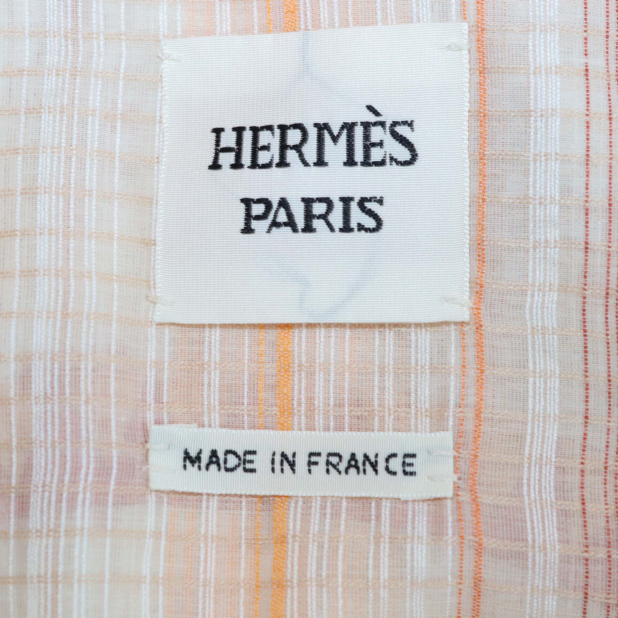 Hermes Orange Silk Blend Coloriages de Jour Zip-up Sweater