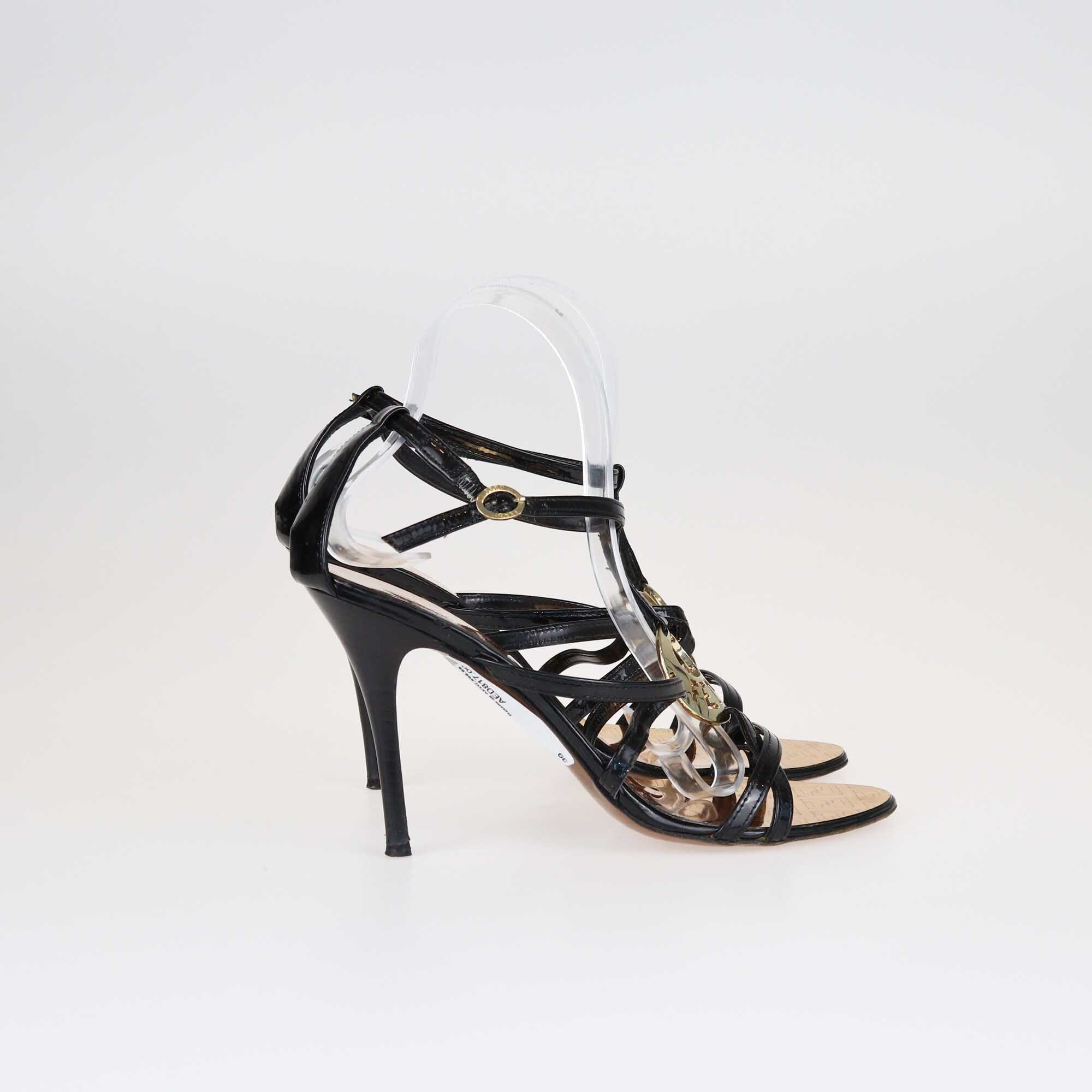 Fendi Black Strappy Ankle Strap Sandals Shoes Fendi 