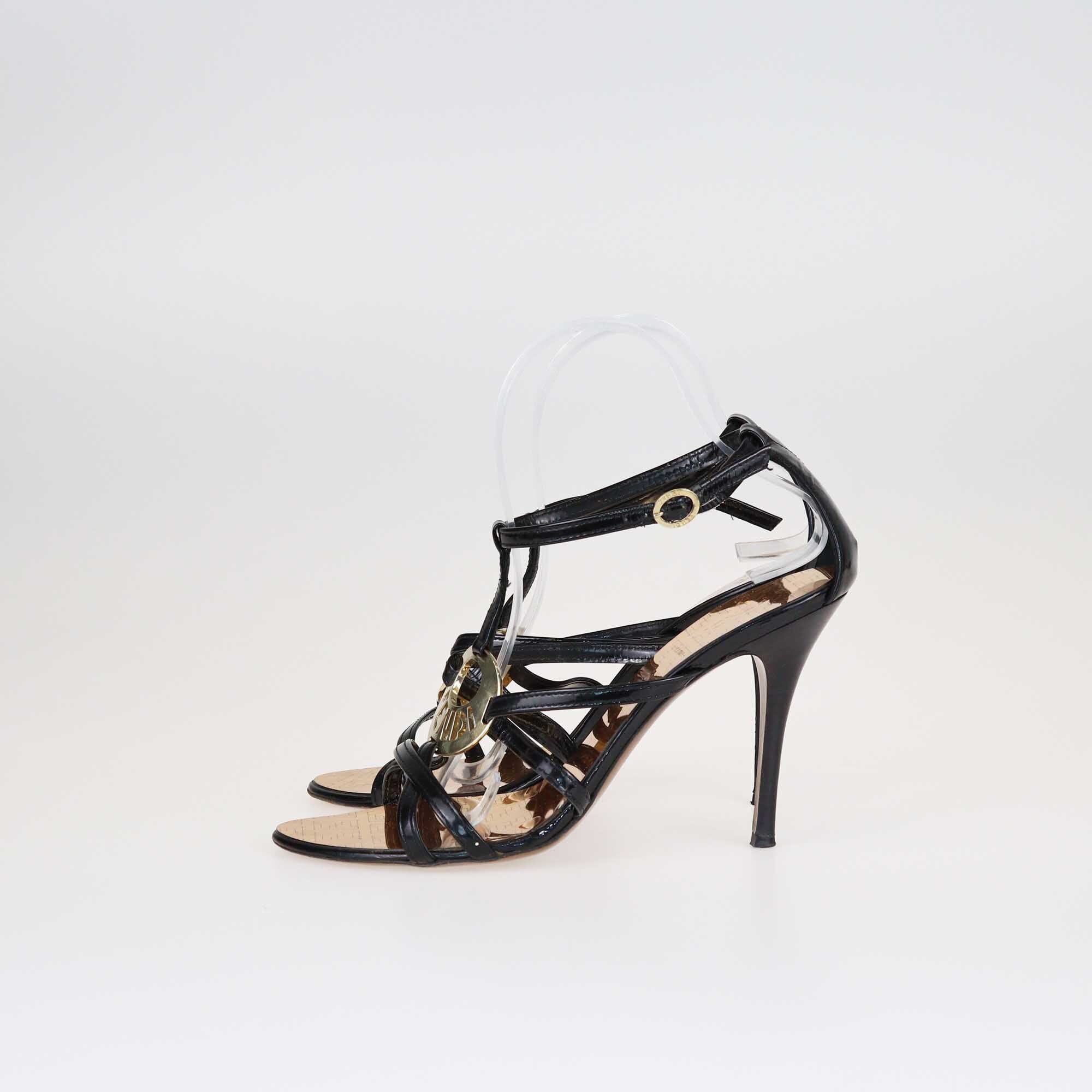 Fendi Black Strappy Ankle Strap Sandals Shoes Fendi 