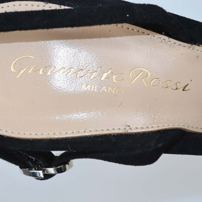 Gianvito Rossi Black Suede Iridescent Crystal Spectra Slingback Pumps