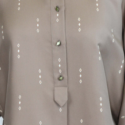 Hermes Grey Silk Losanges sur Faconne Crop Painter Shirt