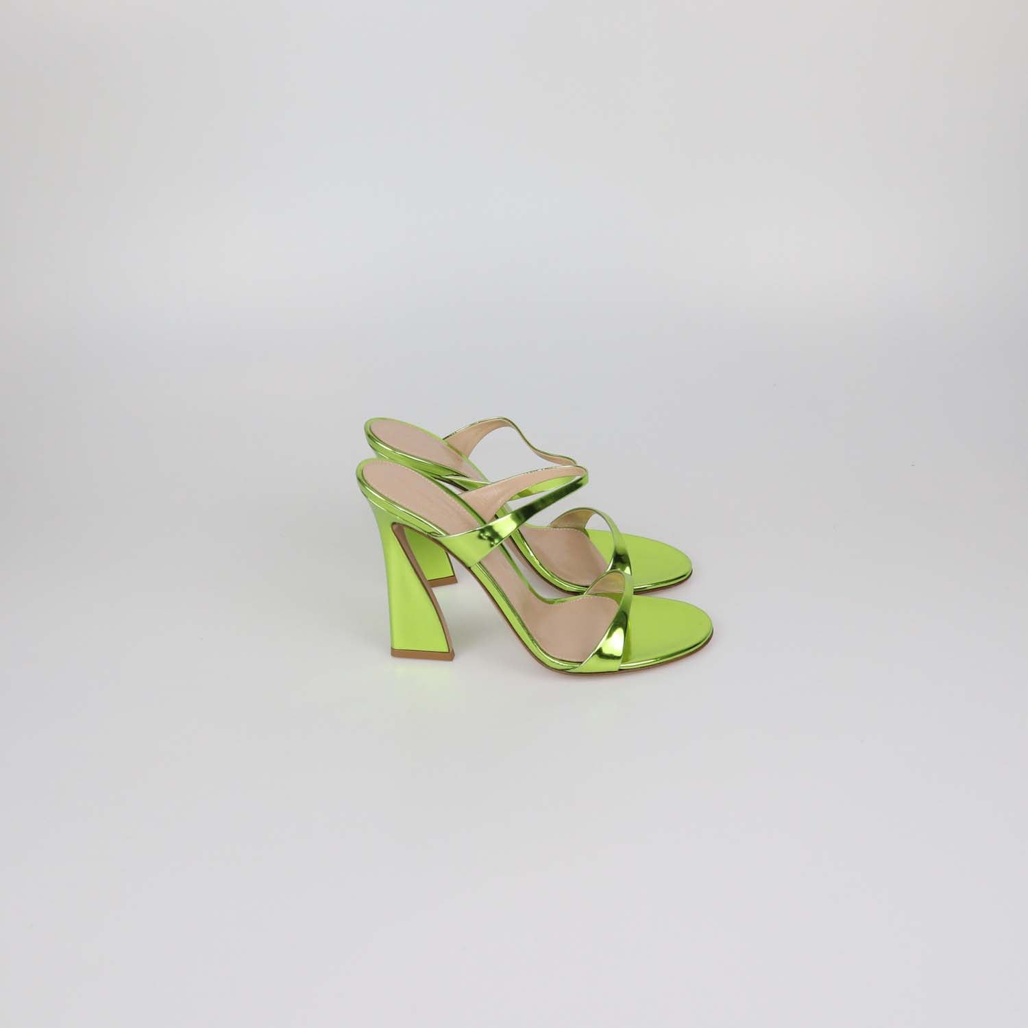 Gianvito Rossi Metal Kiwi Leather Aura Mules