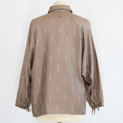 Hermes Grey Silk Losanges sur Faconne Crop Painter Shirt