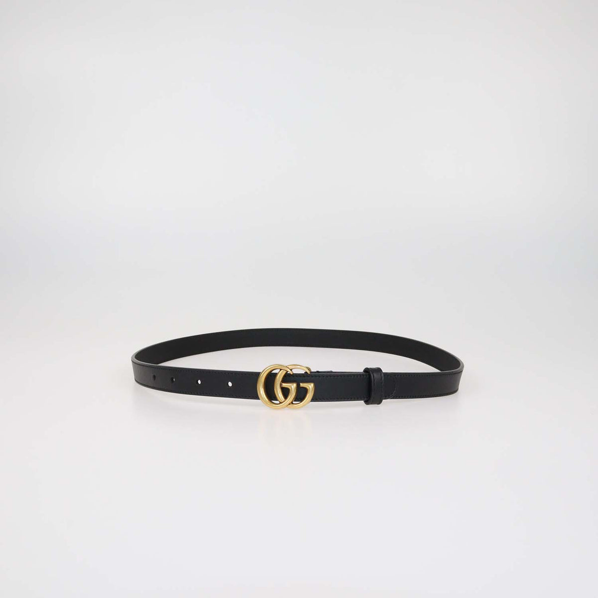 Gucci Black Leather GG Marmont Thin Belt