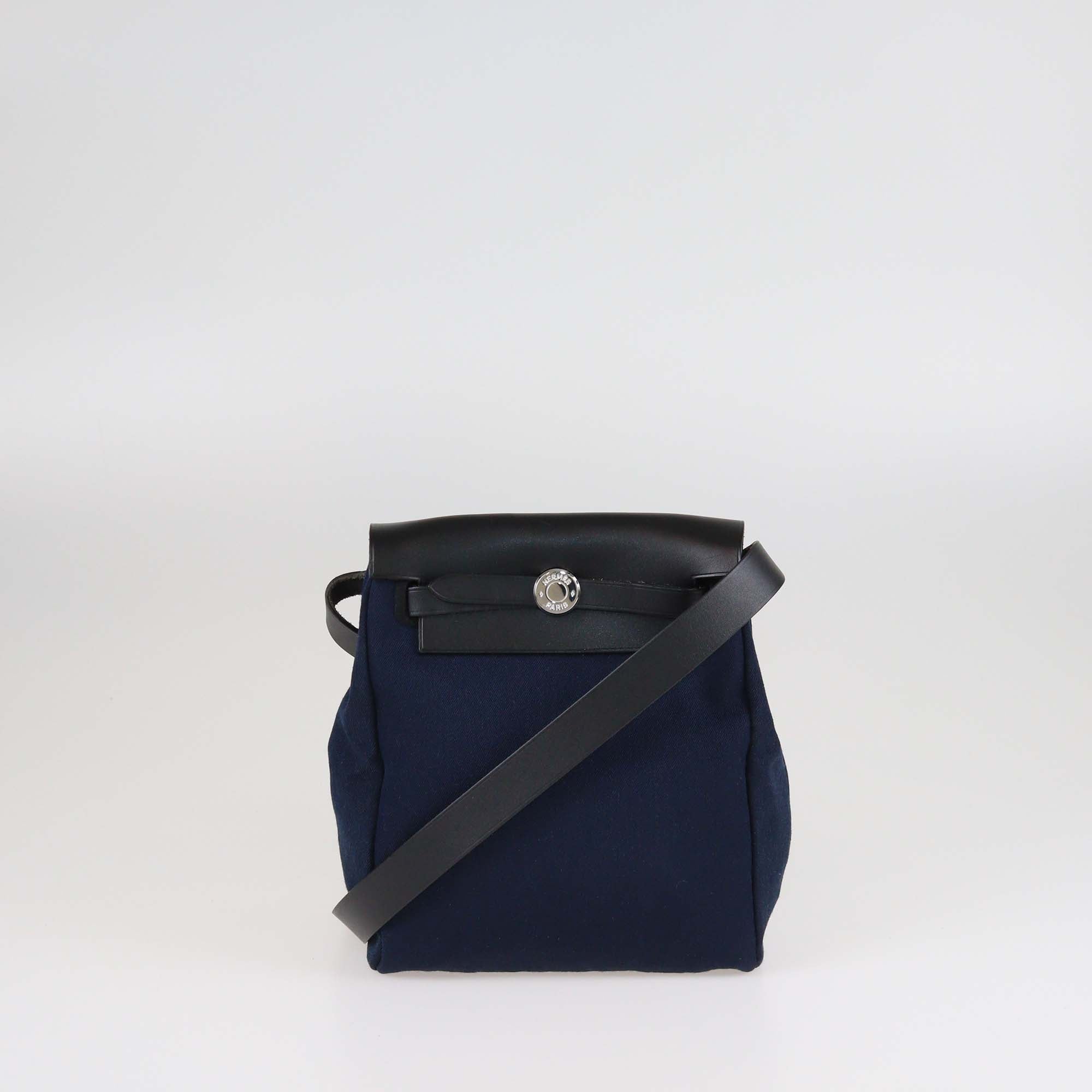 Hermes Navy Blue Toile Herbag TPM