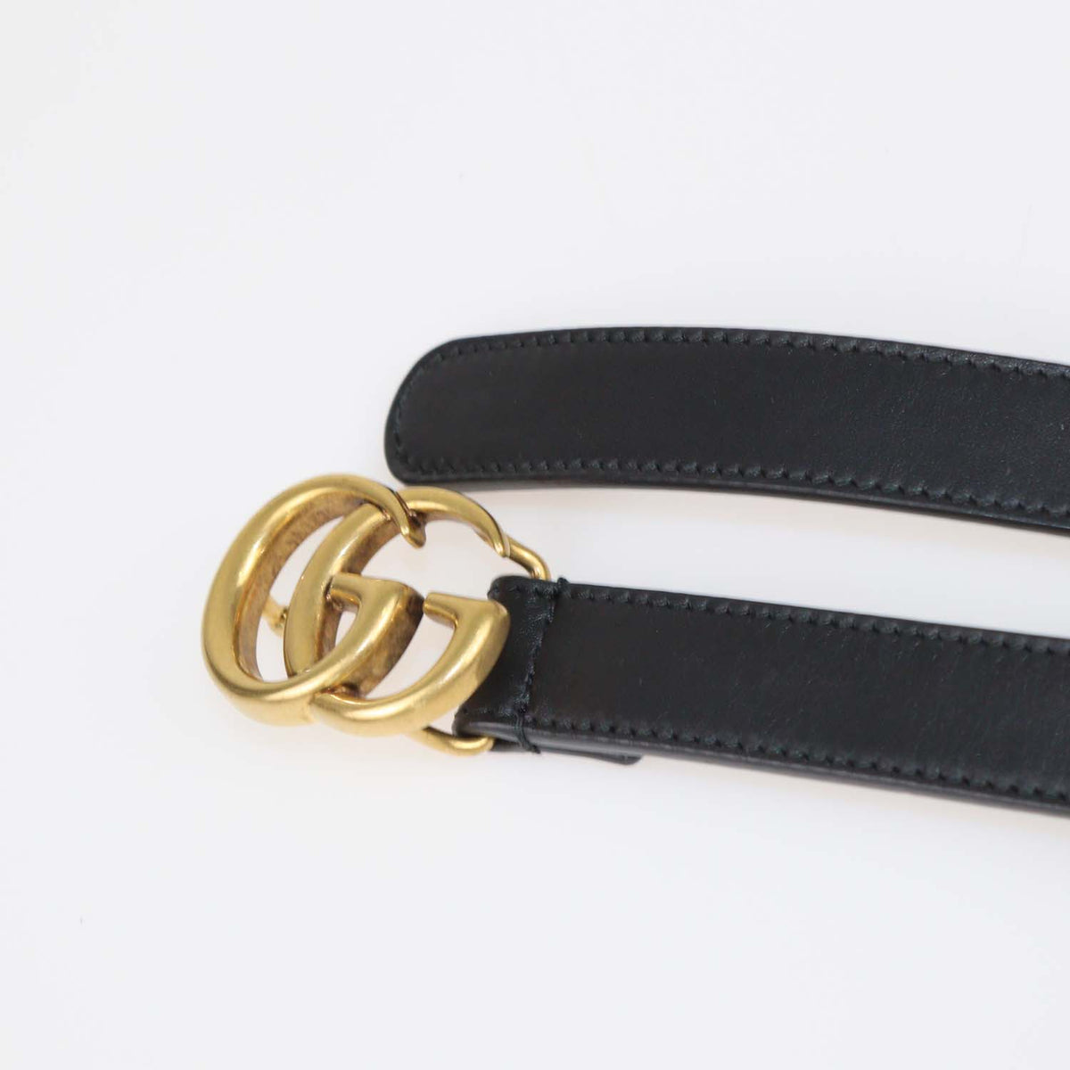 Gucci Black Leather GG Marmont Thin Belt