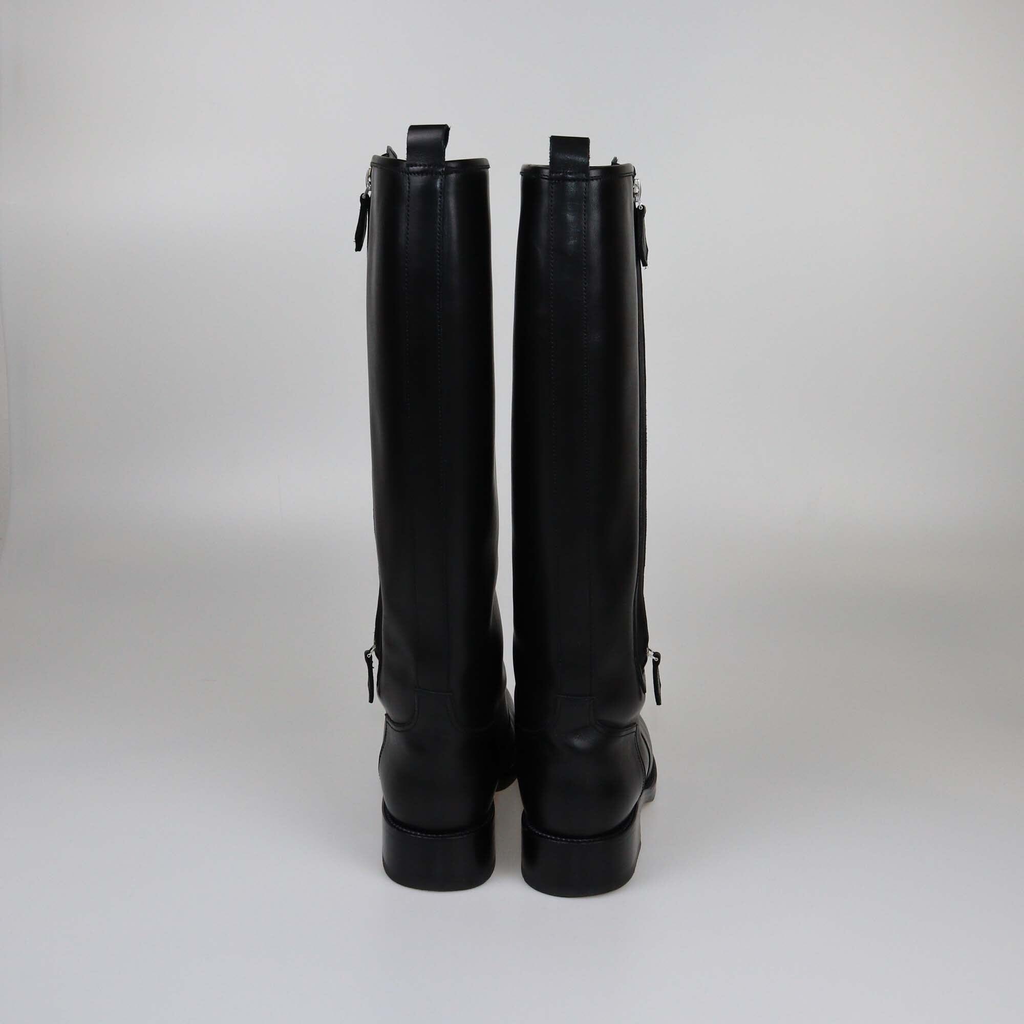 Hermes Black Whupstich Trim Riding Boots Womens Hermes 