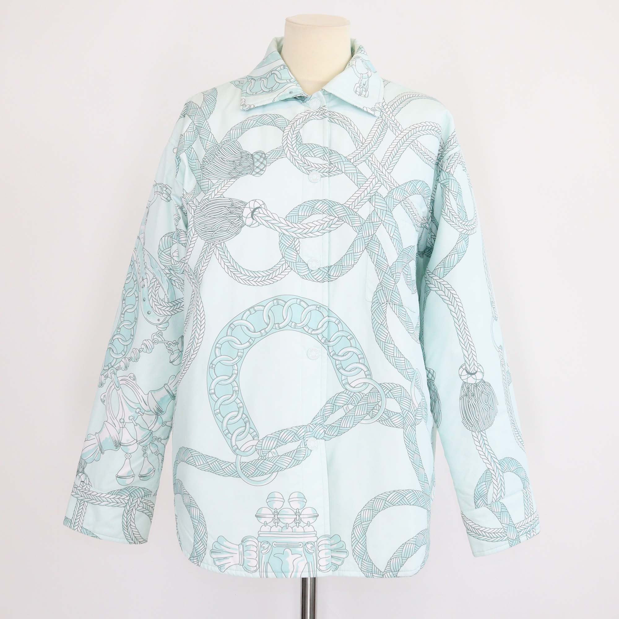 Hermes Mist Green Polyester Palefroi Remix Reversible Sweater