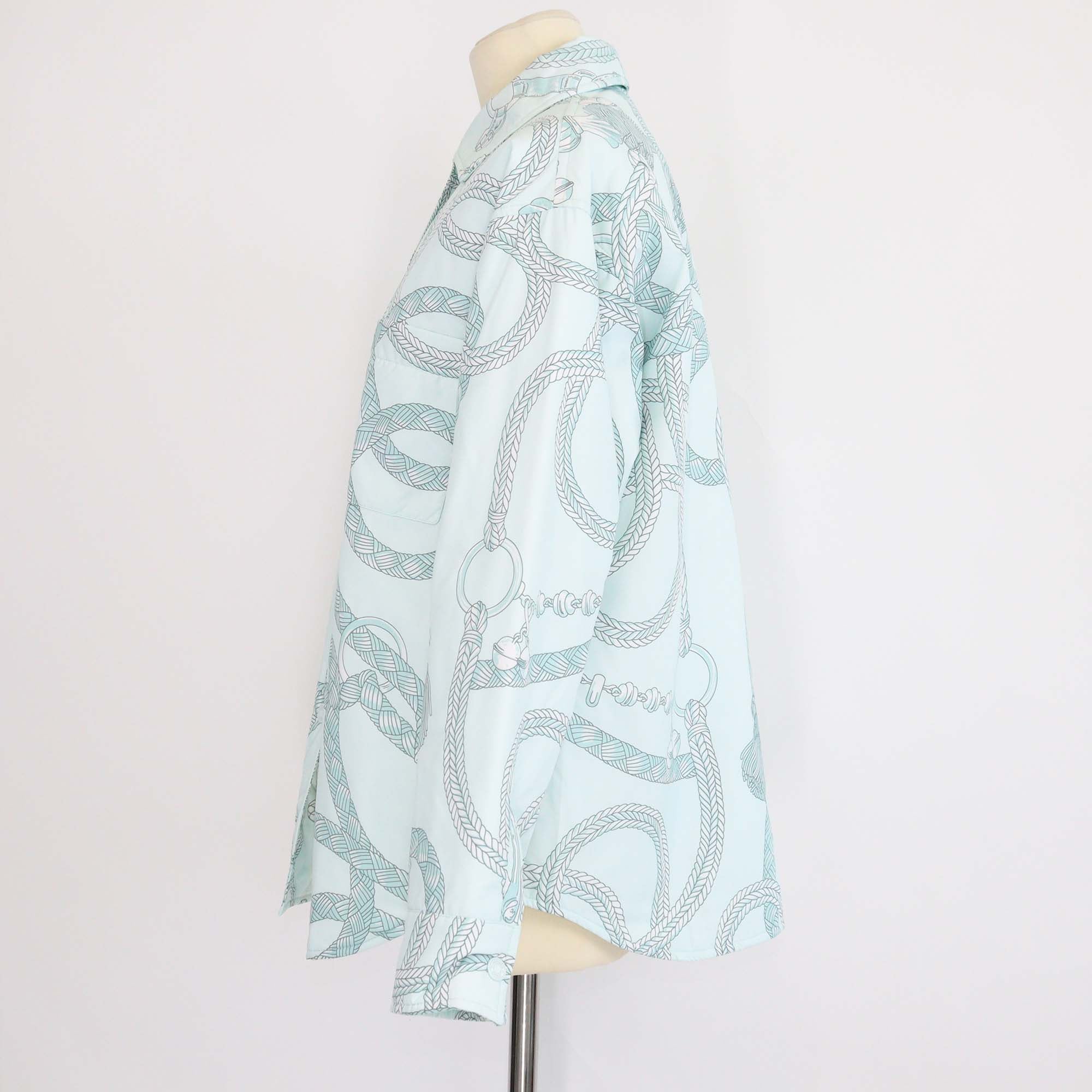 Hermes Mist Green Polyester Palefroi Remix Reversible Sweater