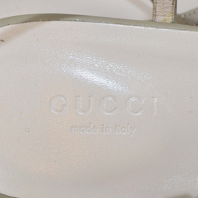 Gucci Beige Leather Horsebit T-Strap Flat Sandals