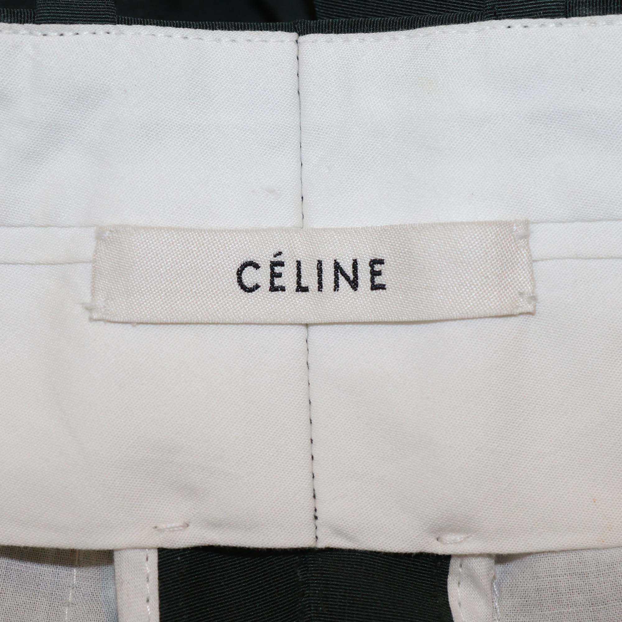 Celine Khaki Green Cotton Blended Front Pocket Trousers
