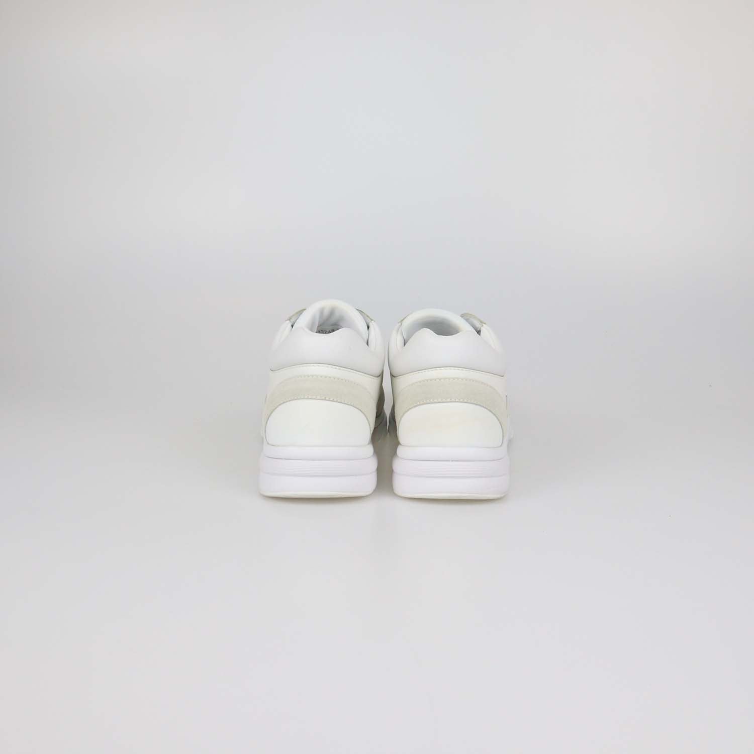 Chanel White, Grey Leather and Nylon CC Low Top Sneakers