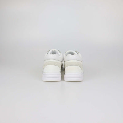 Chanel White, Grey Leather and Nylon CC Low Top Sneakers