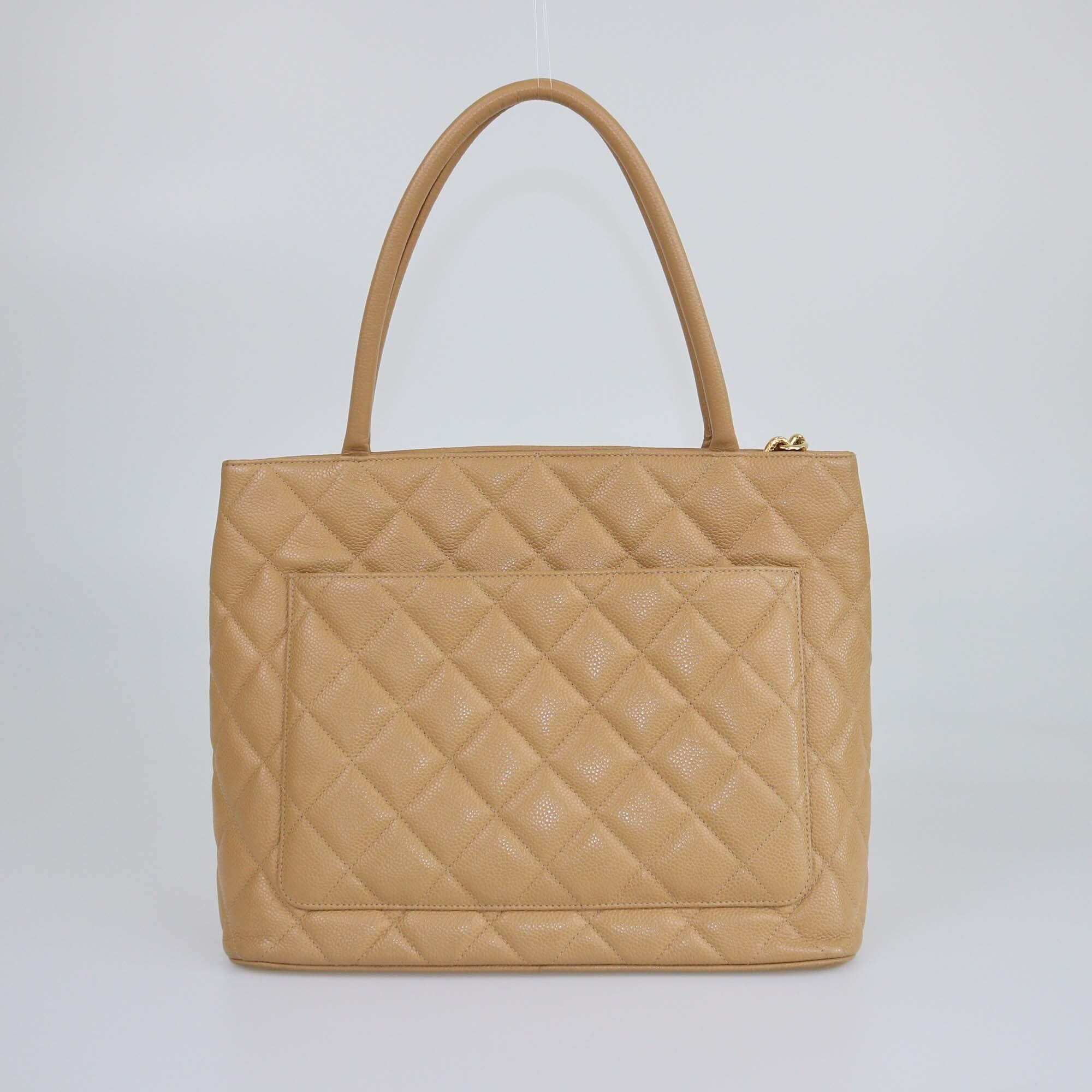 Chanel Beige Quilted Caviar Medallion Tore Womens Chanel 