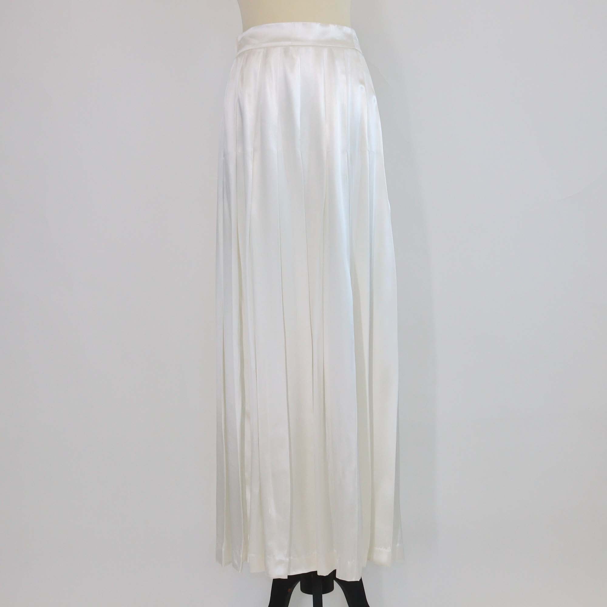 Prada Ivory Satin Pleated Maxi Skirt