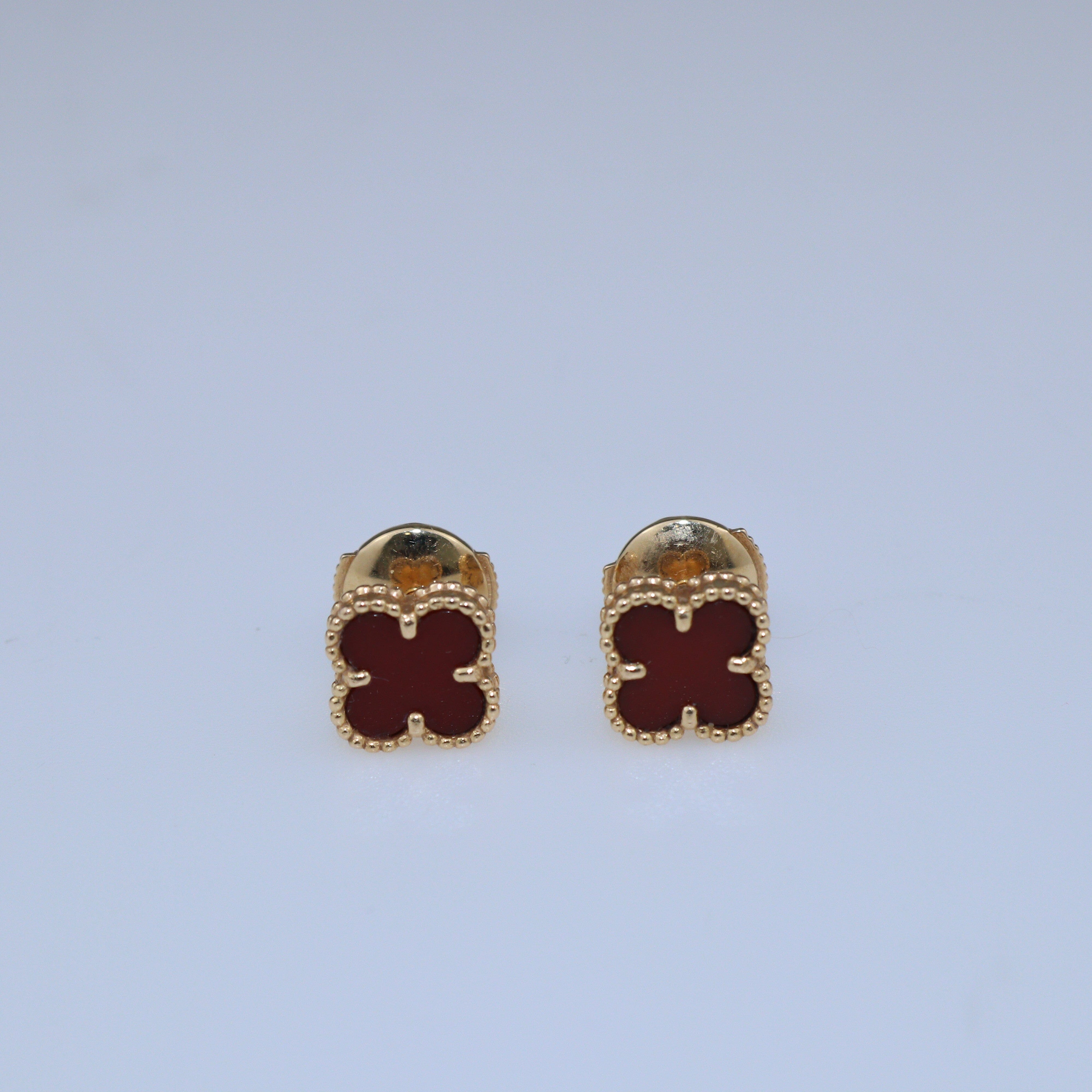 Van Cleef & Arpels Sweet Alhambra 18K Rose Gold Carnelian Stud Earrings Accessories Van Cleef & Arpels 