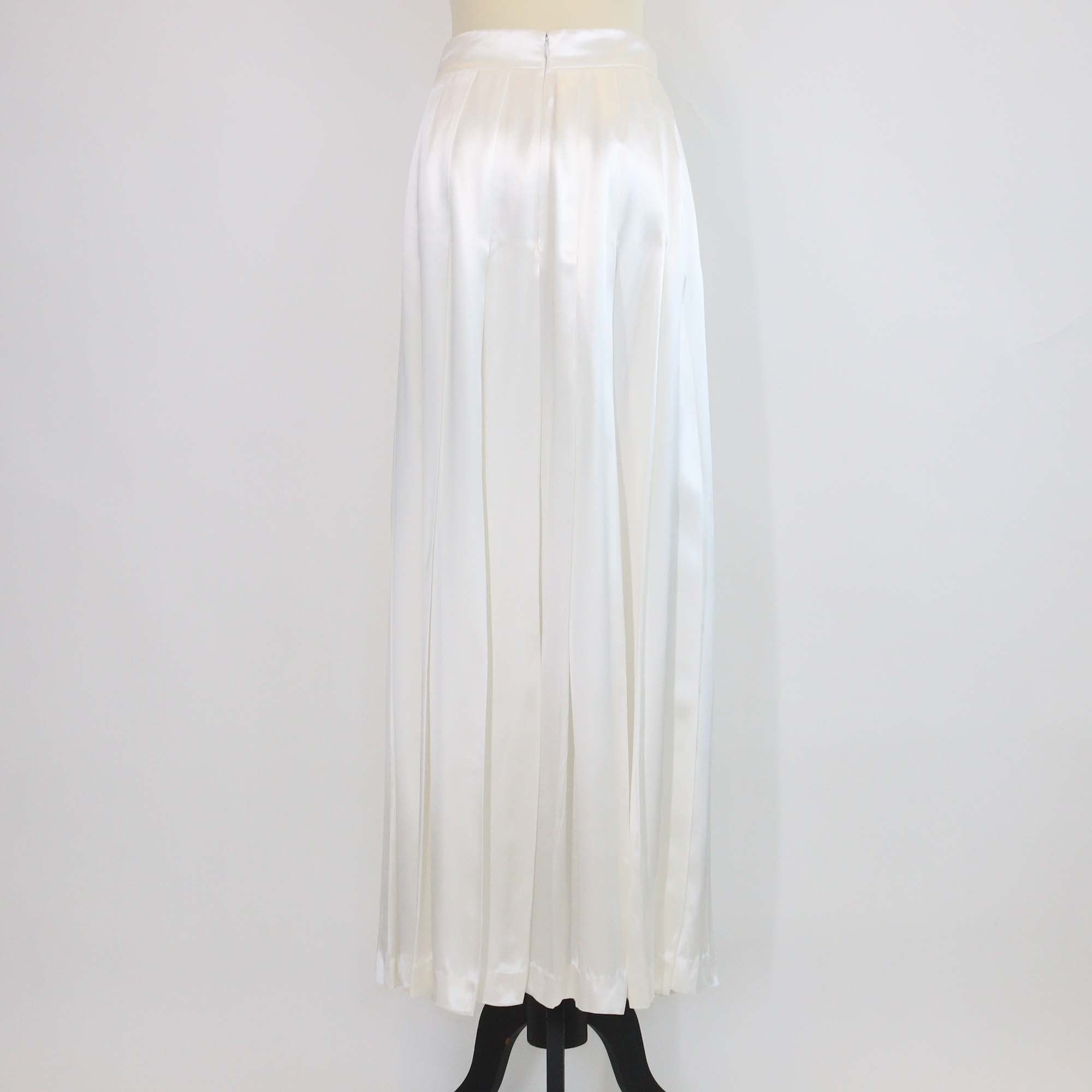 Prada Ivory Satin Pleated Maxi Skirt