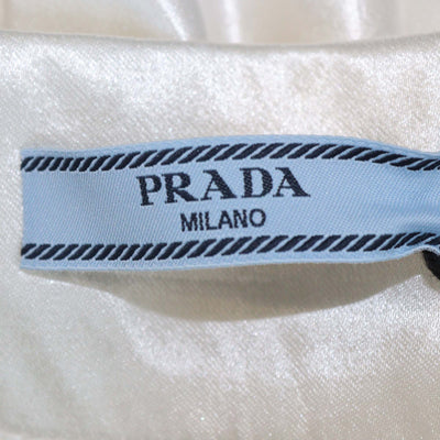 Prada Ivory Satin Pleated Maxi Skirt