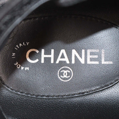 Chanel Black Quilted Fabric Crystal CC Dad Sandals