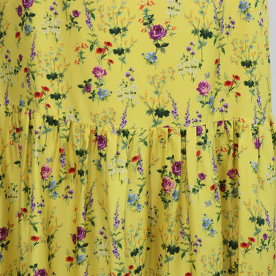 Max Mara Yellow Silk Floral Print Elisir Maxi Skirt