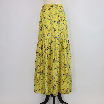Max Mara Yellow Silk Floral Print Elisir Maxi Skirt