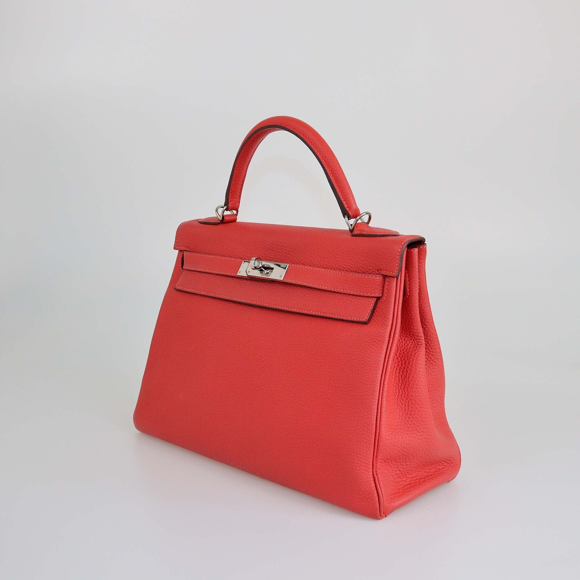 Hermes Rouge Casaque Togo Kelly Retourne 32 PHW Womens Hermes 