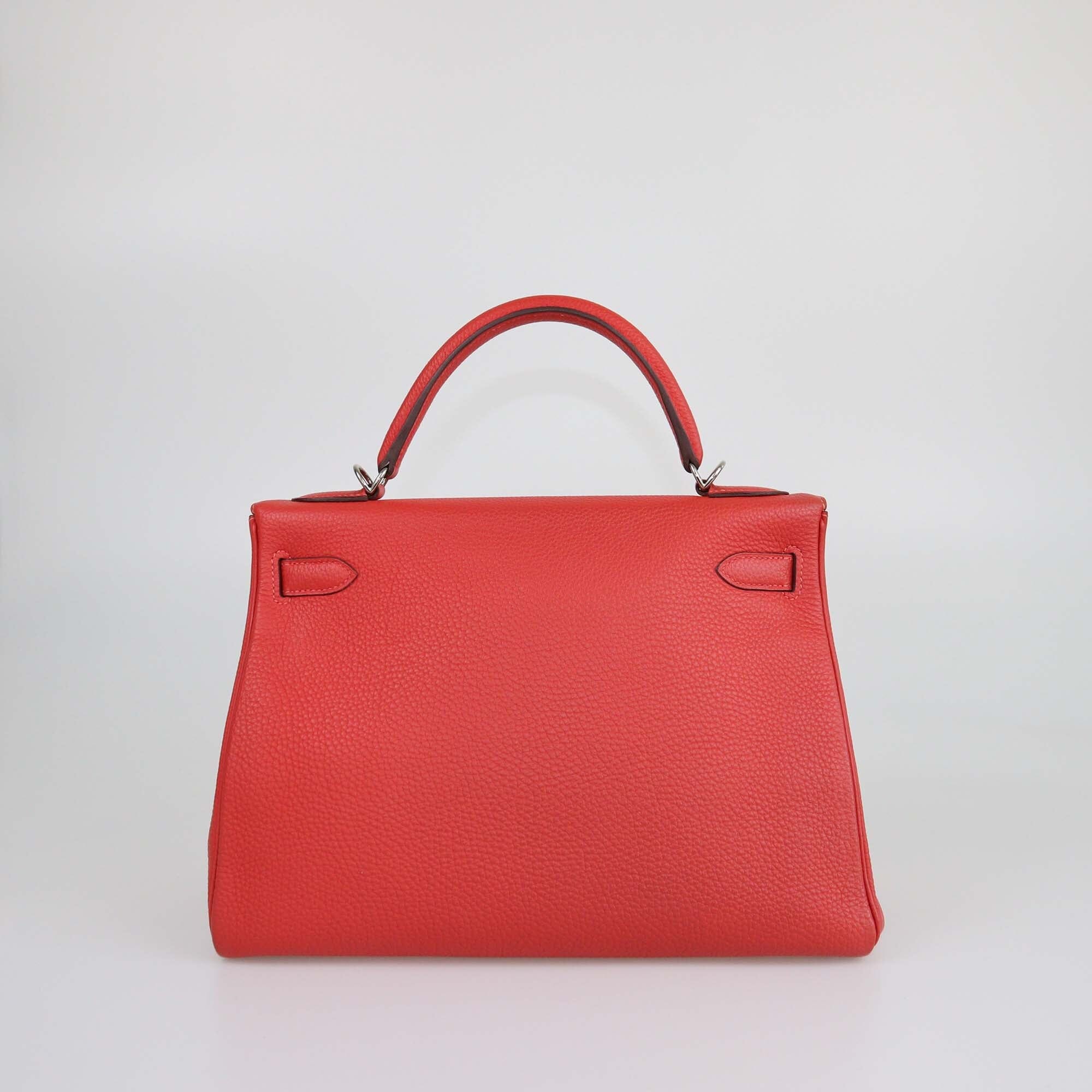 Hermes Rouge Casaque Togo Kelly Retourne 32 PHW Womens Hermes 