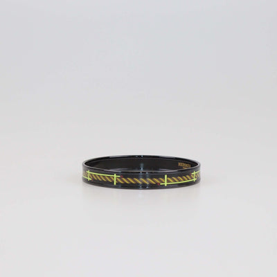 Hermes Black Quadrige Print PVD Narrow Bracelet Womens Hermes 