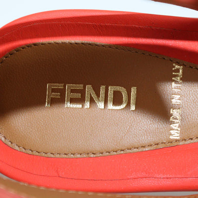 Fendi Red Leather Elastic Strap Platform Sandals