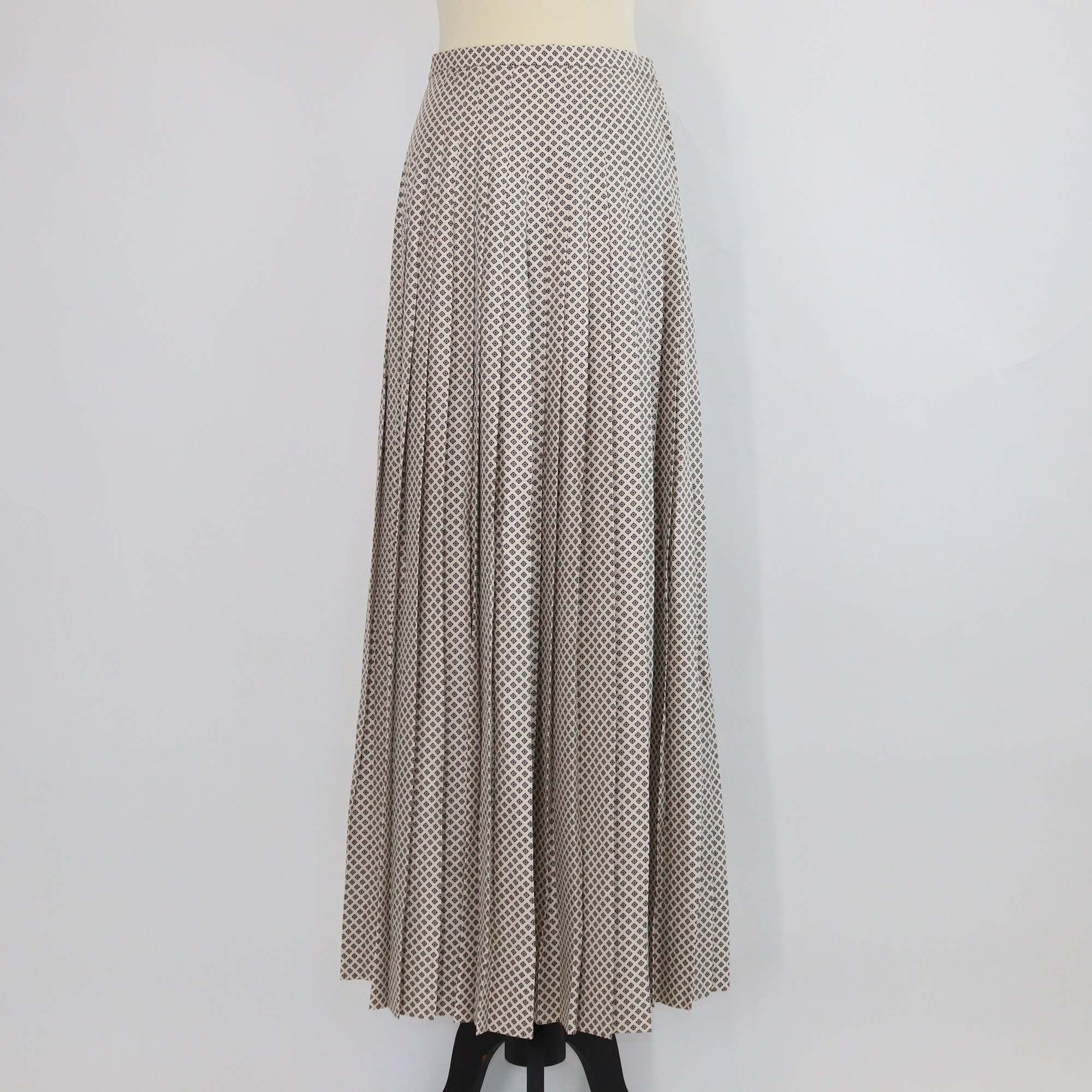 Loro Piana Ivory Green Red Silk Clea Maxi Skirt