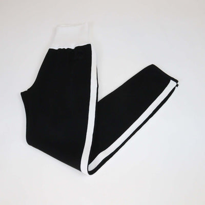 Chanel Black Knit Contrast Rib Knit Trim Detailed Joggers