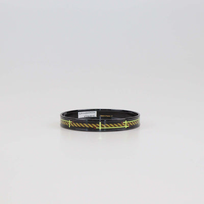 Hermes Black Quadrige Print PVD Narrow Bracelet Womens Hermes 