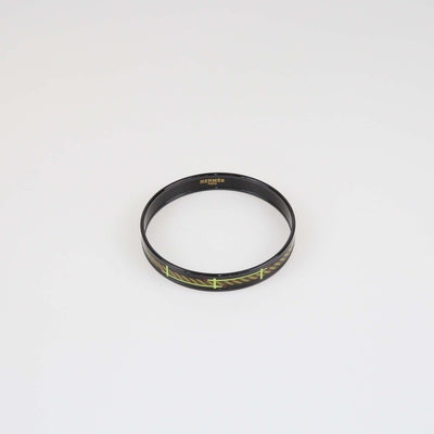 Hermes Black Quadrige Print PVD Narrow Bracelet Womens Hermes 